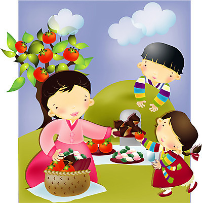 EPS 주간 사계절 여자 명절 남자 음식 일러스트 가족 한국 사람 야외 세명 추석 가을 무덤 감나무 성묘 국내일러스트 자연요소 나무 전통 계절 기념일 아시아 관계 감 파일형식 벡터