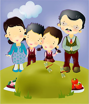 EPS 주간 전신 사계절 여자 명절 남자 일러스트 가족 한국 서기 사람 여러명 야외 추석 가을 무덤 잠자리 성묘 국내일러스트 자연요소 전통 계절 기념일 아시아 다수 곤충 관계 모션 파일형식 벡터