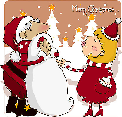 EPS 전신 여자 기념일 남자 종교 어린이 크리스마스 겨울 일러스트 서기 사람 야외 두명 산타클로스 산타캐릭터 어린이만 일러캐릭터 캐릭터 계절 모션 이벤트 파일형식 벡터