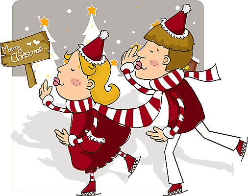 EPS 전신 커플 여자 기념일 남자 종교 크리스마스 겨울 데이트 일러스트 선물 사랑 서기 사람 야외 두명 스케이트 국내일러스트 계절 감정 스포츠용품 관계 모션 이벤트 파일형식 벡터