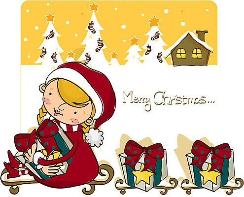 EPS 전신 여자 기념일 종교 초등학생 어린이 크리스마스 겨울 일러스트 선물 한명 사람 앉기 소녀 야외 썰매 여자만 여자한명만 어린이만 소녀만 소녀한명만 국내일러스트 1 학생 계절 모션 이벤트 파일형식 벡터