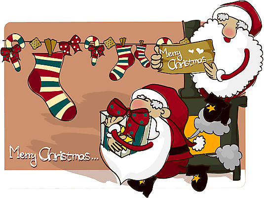 EPS 전신 여자 기념일 남자 종교 크리스마스 겨울 일러스트 양말 실내 선물 서기 사람 두명 산타클로스 산타캐릭터 벽난로 일러캐릭터 캐릭터 계절 모션 이벤트 내부 파일형식 벡터