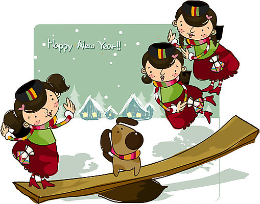EPS 전신 한국문화 한국전통 여자 명절 어린이 겨울 일러스트 새해 한국 서기 사람 소녀 야외 세명 설날 전통놀이 개 강아지 널뛰기 여자만 어린이만 소녀만 국내일러스트 동양문화 전통 계절 기념일 아시아 포유류 모션 놀이 반려동물 파일형식 벡터