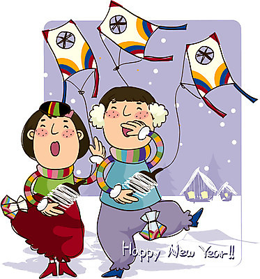 EPS 전신 한국문화 한국전통 여자 명절 남자 어린이 겨울 일러스트 새해 한국 서기 사람 소녀 소년 야외 두명 친구 설날 전통놀이 연날리기 어린이만 국내일러스트 동양문화 전통 계절 기념일 아시아 관계 모션 놀이 파일형식 벡터