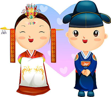 EPS 한국문화 한국전통 커플 여자 남자 신부 신랑 결혼 일러스트 결혼식 사람 이벤트 두명 전통의례 전통혼례 이미지다이어리 혼례복 국내일러스트 동양문화 전통 관계 한국 전통의상 파일형식 벡터