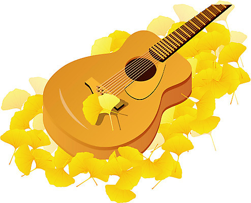 EPS 클립아트 나무 식물 사계절 계절 악기 음악 낙엽 일러스트 자연 현악기 사람없음 가을 기타 은행잎 은행나무 국내일러스트 잎 문화예술 생태계 파일형식 벡터