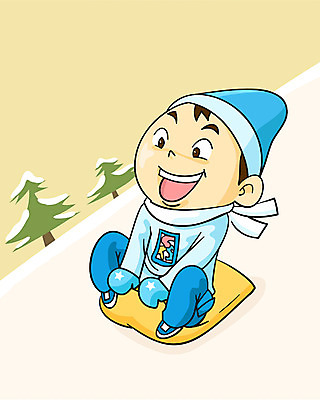 EPS 나무 계절 남자 초등학생 어린이 겨울 일러스트 한명 사람 소년 언덕 즐거움 썰매 남자만 남자한명만 어린이만 소년만 소년한명만 국내일러스트 식물 1 학생 감정 파일형식 벡터