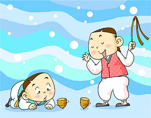 EPS 한국문화 한국전통 계절 남자 어린이 겨울 일러스트 사람 소년 야외 두명 전통놀이 눈 한복 팽이 팽이치기 팽이돌리기 남자만 어린이만 소년만 국내일러스트 동양문화 전통 놀이 한국 놀이용품 전통의상 파일형식 벡터