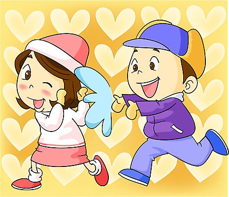 EPS 전신 커플 계절 여자 남자 어린이 겨울 일러스트 서기 사람 소녀 소년 두명 친구 눈싸움 눈장난 어린이만 국내일러스트 관계 모션 놀이 눈_날씨 싸움 파일형식 벡터