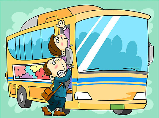 EPS 라이프스타일 남자 한대 일러스트 비즈니스 버스 대중교통 서기 사람 두명 직장인 비즈니스맨 출근 남자만 국내일러스트 직업 1 육상교통 교통수단 모션 생활 출퇴근 파일형식 벡터