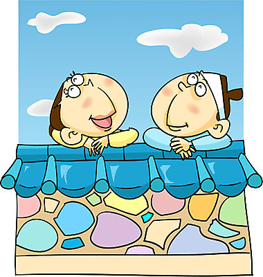 EPS 주간 전통 부부 커플 여자 남자 벽 일러스트 하늘 돌담 사랑 사람 상반신 야외 두명 담장 로맨틱 한복 국내일러스트 자연요소 한국전통 감정 컨셉 관계 돌_바위 전통의상 파일형식 벡터