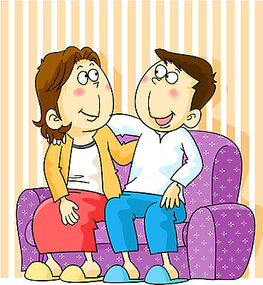 EPS 전신 라이프스타일 부부 커플 여자 남자 일러스트 실내 사랑 사람 앉기 두명 소파 국내일러스트 감정 의자 관계 모션 내부 생활 파일형식 벡터