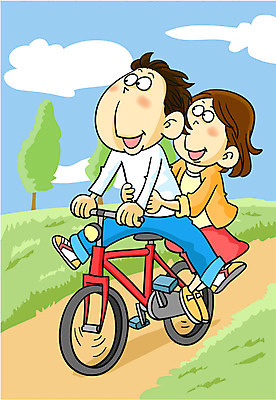 EPS 주간 전신 라이프스타일 부부 커플 여자 남자 데이트 일러스트 하늘 사랑 사람 야외 두명 자전거 로맨틱 국내일러스트 자연요소 감정 컨셉 관계 생활 바이크 파일형식 벡터