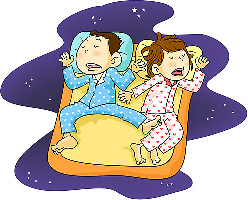 EPS 전신 라이프스타일 부부 커플 여자 남자 일러스트 신혼부부 사랑 사람 두명 침대 잠 수면 야간 잠버릇 국내일러스트 자연요소 감정 가구 관계 생활 물 신혼 습관 파일형식 벡터