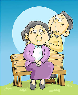 EPS 주간 라이프스타일 부부 커플 여자 할아버지 노년 남자 할머니 벤치 의자 일러스트 사랑 서기 사람 앉기 야외 두명 노부부 실버 노인만 성인만 국내일러스트 자연요소 감정 가구 관계 모션 성인 생활 파일형식 벡터