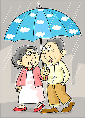 EPS 전신 라이프스타일 부부 커플 여자 할아버지 노년 남자 할머니 일러스트 우산 날씨 사랑 서기 사람 야외 두명 노부부 비 실버 소서 노인만 성인만 국내일러스트 자연요소 감정 관계 모션 성인 생활 여름 절기 파일형식 벡터