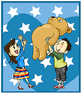 EPS 전신 커플 여자 남자 감정 인형 데이트 일러스트 선물 사랑 서기 사람 두명 곰인형 국내일러스트 관계 모션 파일형식 벡터