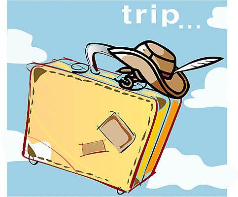 EPS 클립아트 모자 잡화 여행 가방 일러스트 휴가 사람없음 캐리어 여행가방 여행용품 국내일러스트 오브젝트 파일형식 벡터