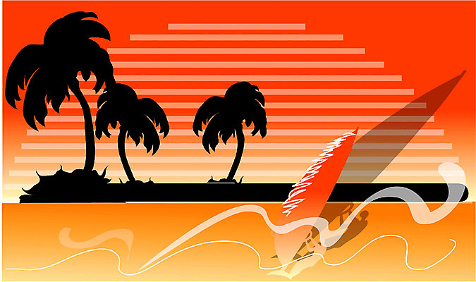 EPS 클립아트 나무 식물 사계절 계절 바다 백그라운드 일러스트 자연 풍경 사람없음 빨간색 여름 야자수 노을 일몰 윈드서핑 수상스포츠 국내일러스트 자연요소 스포츠 컬러 생태계 파일형식 벡터