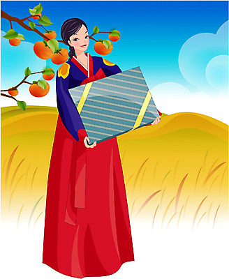 EPS 계절 여자 명절 일러스트 하늘 선물 한명 사람 이벤트 20대 성인 쇼핑 추석 가을 전통의상 한복 이미지다이어리 추석선물 여자만 여자한명만 성인여자만 청년만 청년여자만 성인한명만 청년여자한명만 성인여자한명만 성인만 국내일러스트 1 한국전통 전통 기념일 청년 파일형식 벡터 명절선물