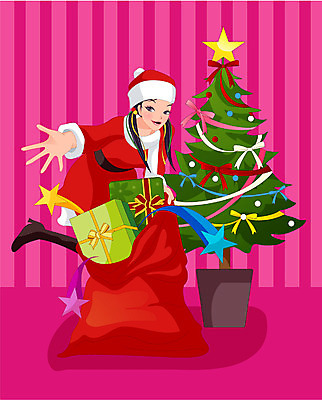 EPS 계절 여자 기념일 종교 크리스마스 겨울 일러스트 실내 선물 한명 사람 이벤트 20대 성인 크리스마스트리 이미지다이어리 여자만 여자한명만 성인여자만 청년만 청년여자만 성인한명만 청년여자한명만 성인여자한명만 성인만 국내일러스트 1 청년 내부 파일형식 벡터