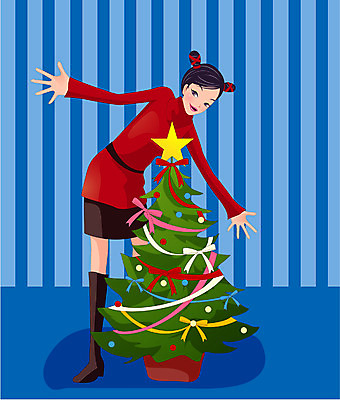 EPS 계절 여자 기념일 크리스마스 겨울 일러스트 실내 선물 한명 사람 이벤트 20대 성인 크리스마스트리 이미지다이어리 여자만 여자한명만 성인여자만 청년만 청년여자만 성인한명만 청년여자한명만 성인여자한명만 성인만 국내일러스트 1 청년 내부 파일형식 벡터