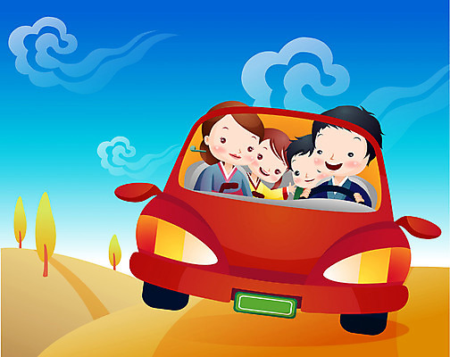 EPS 주간 전통 여자 명절 남자 일러스트 가족 자동차 사람 여러명 야외 추석 드라이브 전통의상 한복 귀향 국내일러스트 자연요소 한국전통 기념일 육상교통 다수 관계 운전 파일형식 벡터