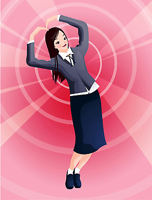 EPS 학생 여학생 여자 교육 교복 일러스트 학교 청소년 여고생 한명 사람 10대 스쿨라이프 하트 여자만 여자한명만 십대만 십대여자만 십대여자한명만 국내일러스트 모양 1 라이프스타일 옷 고등학생 파일형식 벡터