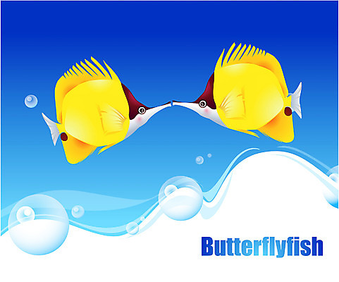 EPS 동물 척추동물 바다 두마리 일러스트 자연 어류 사람없음 바닷속 해저 수중동물 나비고기 버터플라이피쉬 국내일러스트 2 수중 생태계 파일형식 벡터