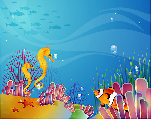 EPS 동물 척추동물 바다 일러스트 자연 어류 풍경 사람없음 바닷속 해저 수중동물 해마 바다배경 국내일러스트 백그라운드 수중 바다동물 생태계 파일형식 벡터