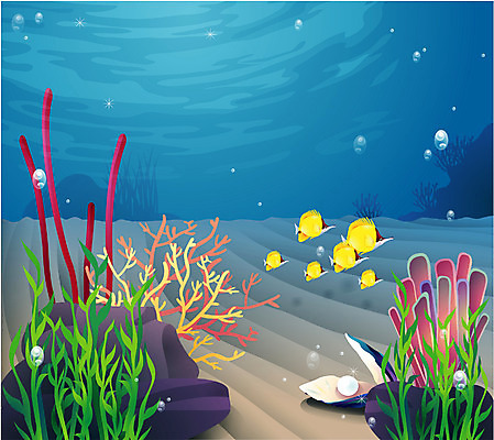EPS 동물 척추동물 바다 일러스트 자연 조개 관상어 어류 풍경 사람없음 바닷속 해저 수중동물 진주 바다배경 국내일러스트 백그라운드 어패류 수중 보석 생태계 파일형식 벡터