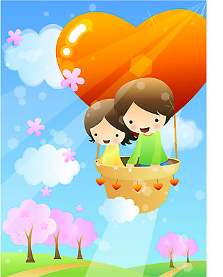 EPS 주간 여자 남자 꽃잎 어린이라이프 어린이 일러스트 사람 풍경 소녀 소년 초원 상반신 야외 두명 레포츠 꿈 열기구 어린이만 국내일러스트 자연요소 라이프스타일 꽃 항공교통 레저 파일형식 벡터