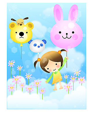 EPS 주간 전신 여자 꽃 감정 어린이라이프 초등학생 어린이 일러스트 상상 한명 사람 소녀 야외 빛 비행 순수 동물모양 풍선 여자만 여자한명만 어린이만 소녀만 소녀한명만 국내일러스트 자연요소 모양 식물 동물 1 학생 라이프스타일 컨셉 파일형식 벡터