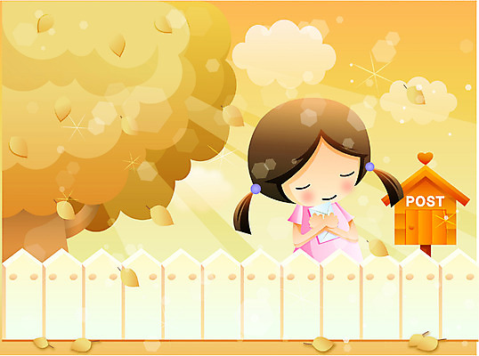 EPS 여자 감정 어린이라이프 초등학생 어린이 일러스트 한명 사람 소녀 상반신 야외 빛 울타리 우체통 기다림 편지 순수 여자만 여자한명만 어린이만 소녀만 소녀한명만 국내일러스트 1 학생 라이프스타일 컨셉 모션 담장 파일형식 벡터