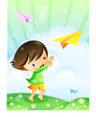EPS 주간 전신 남자 감정 어린이라이프 초등학생 어린이 일러스트 놀이 한명 서기 사람 소년 초원 야외 빛 들꽃 종이비행기 순수 남자만 남자한명만 어린이만 소년만 소년한명만 국내일러스트 자연요소 1 학생 라이프스타일 꽃 컨셉 모션 종이접기 파일형식 벡터