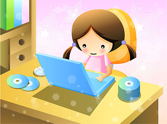 EPS 여학생 여자 어린이교육 교육 어린이라이프 초등학생 어린이 일러스트 실내 한명 사람 앉기 소녀 상반신 노트북 컴퓨터 CD 책상 공부방 여자만 여자한명만 어린이만 소녀만 소녀한명만 국내일러스트 1 학생 라이프스타일 가구 모션 내부 전자제품 파일형식 벡터