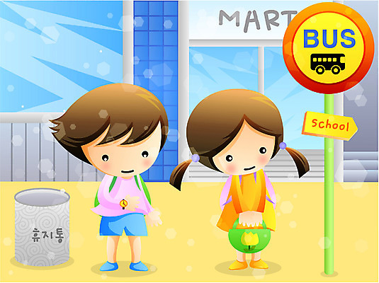 EPS 전신 직업 학생 여자 남자 어린이라이프 초등학생 어린이 가방 일러스트 교통시설 서기 사람 소녀 소년 야외 두명 짐 기다림 역 버스정류장 어린이만 국내일러스트 라이프스타일 잡화 교통 모션 시설 파일형식 벡터