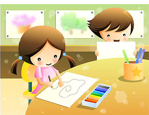 EPS 학생 여자 어린이교육 교육 남자 어린이라이프 초등학생 어린이 일러스트 교과목 교실 학교 수업 실내 초등학교 미술 사람 앉기 소녀 소년 상반신 두명 친구 미술교육 어린이만 국내일러스트 라이프스타일 관계 모션 문화예술 내부 파일형식 벡터