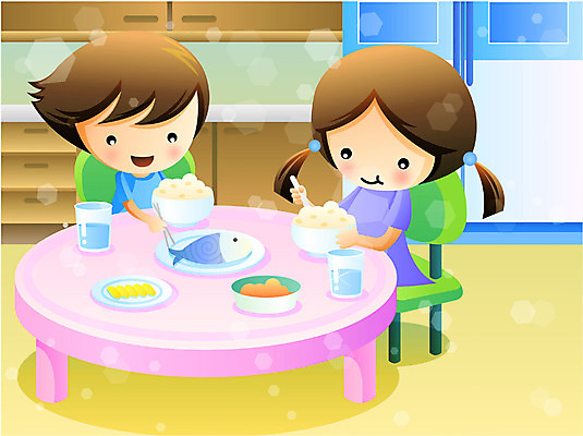 EPS 직업 학생 여자 남자 어린이라이프 초등학생 어린이 음식 일러스트 식탁 탁자 실내 사람 앉기 소녀 소년 상반신 두명 친구 주방 식사 어린이만 국내일러스트 라이프스타일 가구 관계 모션 내부 파일형식 벡터