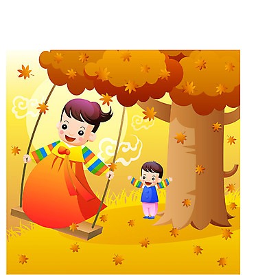 EPS 전신 한국문화 한국전통 커플 계절 여자 명절 남자 어린이 단풍 일러스트 단풍나무 한국 서기 사람 야외 두명 추석 전통놀이 가을 한복 그네뛰기 어린이만 국내일러스트 나무 동양문화 전통 기념일 아시아 잎 관계 모션 놀이 전통의상 파일형식 벡터