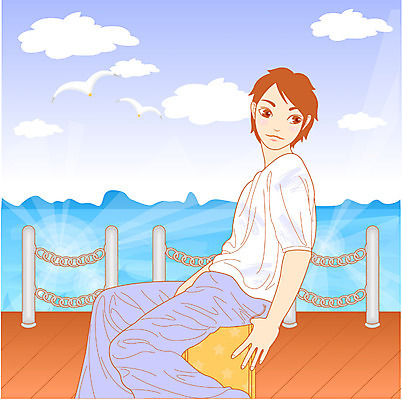 EPS 주간 웰빙 계절 남자 여유 바다 여행 포즈 일러스트 휴가 휴식 한명 사람 앉기 상반신 20대 성인 야외 여름 여름휴가 바캉스 남자만 남자한명만 성인남자만 청년만 청년남자만 청년남자한명만 성인한명만 성인남자한명만 성인만 국내일러스트 자연요소 1 감정 컨셉 모션 청년 파일형식 벡터 여름_계절