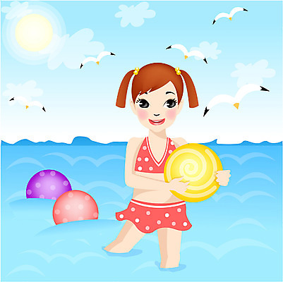 EPS 주간 학생 계절 여자 어린이교육 교육 초등학생 어린이 바다 일러스트 방학 여름방학 한명 서기 사람 소녀 상반신 야외 여름 비치볼 해수욕장 여자만 여자한명만 어린이만 소녀만 소녀한명만 국내일러스트 자연요소 1 공 모션 휴가 바캉스용품 파일형식 벡터 여름_계절