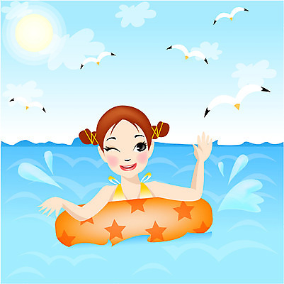 EPS 주간 학생 계절 여자 어린이교육 교육 초등학생 어린이 바다 일러스트 방학 여름방학 한명 사람 소녀 상반신 야외 여름 여름휴가 바캉스 해수욕장 튜브 여자만 여자한명만 어린이만 소녀만 소녀한명만 구명부환 국내일러스트 자연요소 1 휴가 안전장비 파일형식 벡터 여름_계절