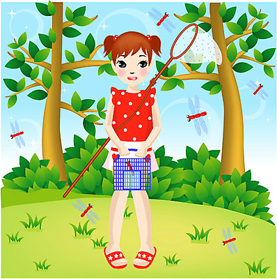 EPS 주간 전신 학생 계절 여자 어린이교육 교육 초등학생 어린이 일러스트 방학 여름방학 한명 서기 사람 소녀 초원 야외 여름 소풍 잠자리 채집망 여자만 여자한명만 어린이만 소녀만 소녀한명만 국내일러스트 자연요소 1 곤충 모션 휴가 야외활동 파일형식 벡터 여름_계절