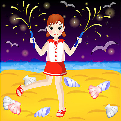 EPS 전신 계절 여자 어린이교육 교육 초등학생 어린이 모래 바다 일러스트 방학 조개 폭죽 불꽃놀이 여름방학 한명 서기 사람 소녀 해변 야외 여름 모래사장 야간 해수욕장 여자만 여자한명만 어린이만 소녀만 소녀한명만 국내일러스트 자연요소 1 학생 모션 놀이 휴가 어패류 파일형식 벡터 여름_계절
