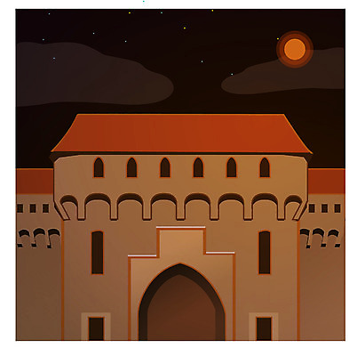 EPS 클립아트 해외 시설물 건축 유럽 외국문화 여행 고건축 일러스트 유적지 유럽건축 휴가 풍경 사람없음 야외 관광지 야간 폴란드 바르비칸 국내일러스트 자연요소 건축물 나라 문화 서양건축 파일형식 벡터