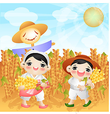 EPS 주간 전신 부부 커플 계절 여자 명절 남자 농업 일러스트 한국 논 서기 사람 야외 두명 태양 추석 추수 벼 가을 농촌 농부 허수아비 국내일러스트 자연요소 직업 전통 기념일 산업 아시아 관계 모션 곡류 시골 파일형식 벡터