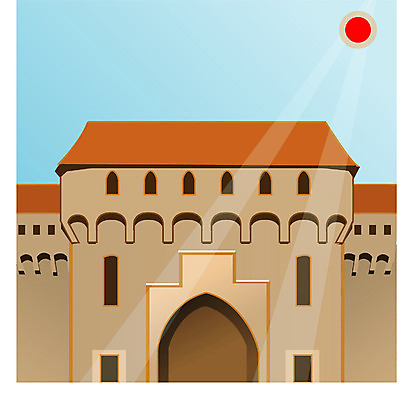 EPS 주간 클립아트 해외 시설물 건축 유럽 외국문화 여행 고건축 일러스트 유적지 유럽건축 휴가 풍경 사람없음 야외 관광지 폴란드 바르비칸 국내일러스트 자연요소 건축물 나라 문화 서양건축 파일형식 벡터