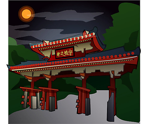 EPS 클립아트 해외 시설물 건축 외국문화 여행 고건축 일본문화 일러스트 유적지 풍경 사람없음 야외 건물 관광지 탑 일본 동양건축 야간 일본건축 슈레이문 오키나와현 신사_일본건축 국내일러스트 자연요소 동양문화 건축물 아시아 문화 파일형식 벡터 동양