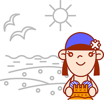 EPS 클립아트 계절 여자 어린이교육 교육 초등학생 어린이 바다 일러스트 방학 여름방학 한명 사람 소녀 상반신 해변 모래성 여자만 여자한명만 어린이만 소녀만 소녀한명만 국내일러스트 1 학생 모래 휴가 파일형식 벡터 여름_계절